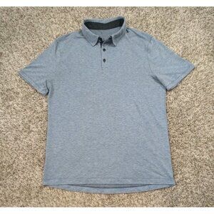 Lululemon Evolution Polo Shirt Mens Medium Heather Blue Short Sleeve Athleisure
